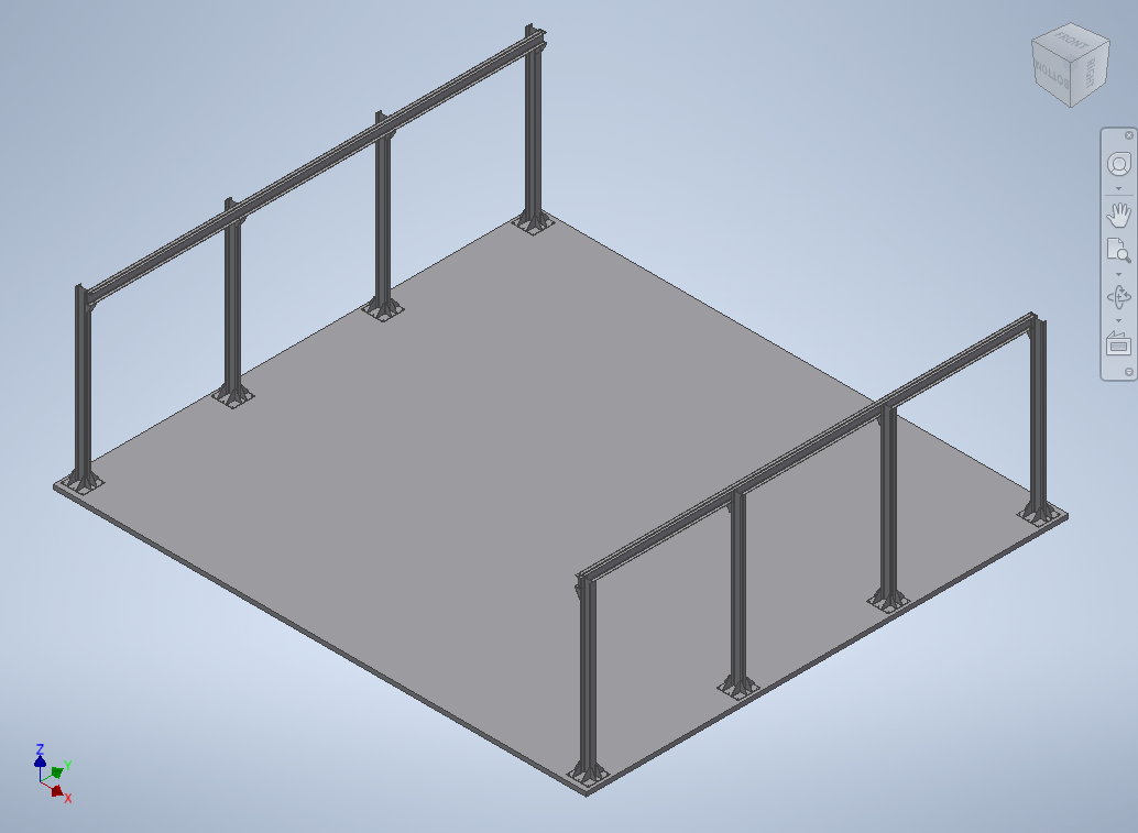 Base estrutural para ponte rolante em modelagem 3D